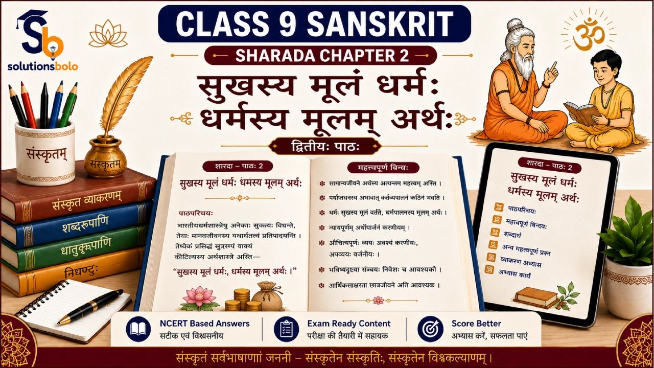 NCERT Solutions for Class 9 Sanskrit Sharada Chapter 2 सुखस्य मूलं धर्मः धर्मस्य मूलम् अर्थः with Hindi Explanation, Question Answers and PDF