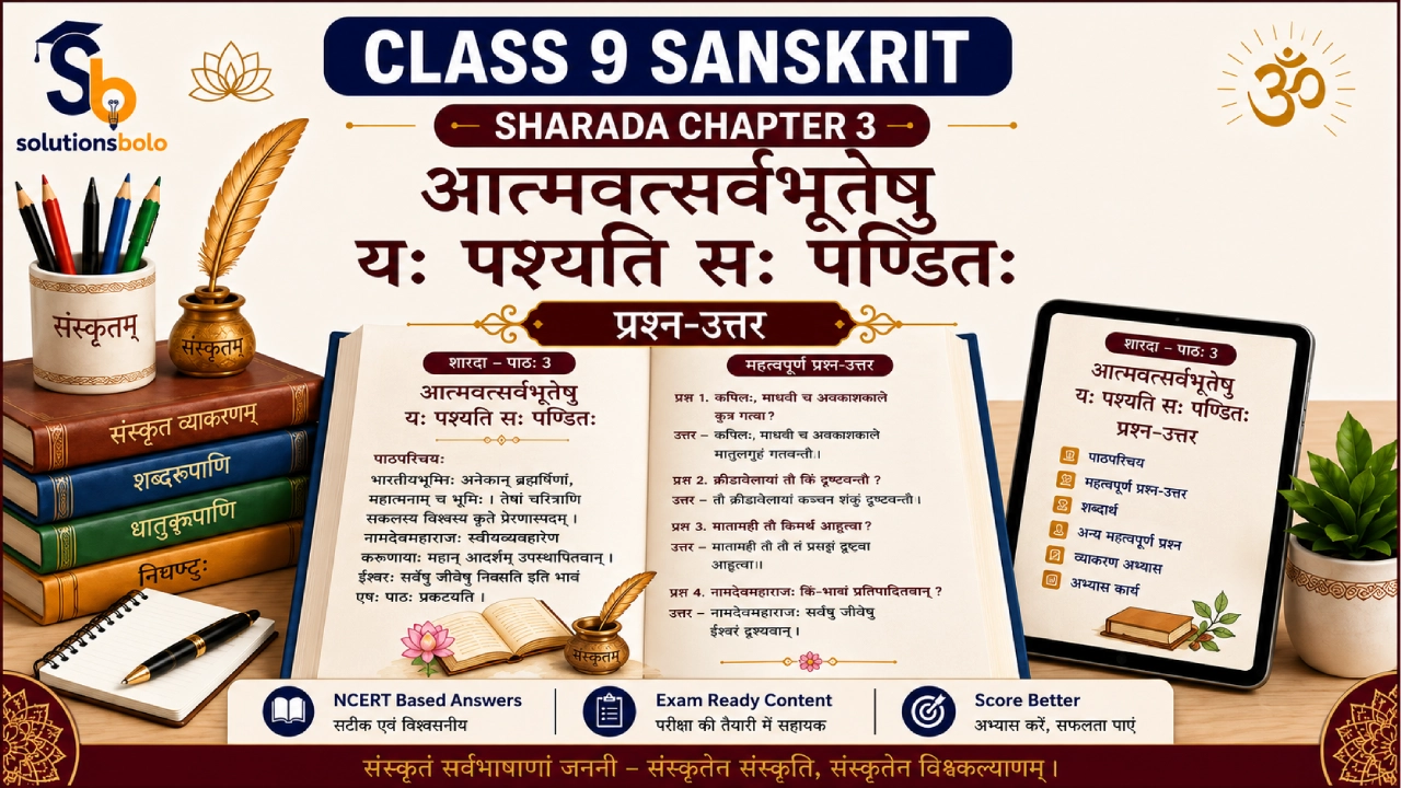 NCERT Solutions for Class 9 Sanskrit Sharada Chapter 3 आत्मवत्सर्वभूतेषु यः पश्यति सः पण्डितः with Hindi Explanation, Question Answers and PDF
