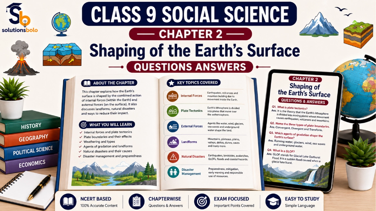 NCERT Solutions for Class 9 Social Science Chapter 2 Shaping of the Earth's Surface Question Answer by Solutions Bolo