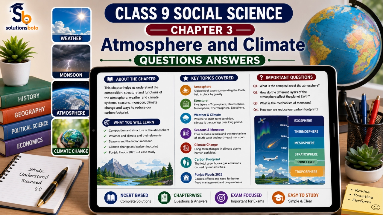 NCERT Solutions for Class 9 Social Science Chapter 3 Atmosphere and Climate Question Answer CBSE 2026–27