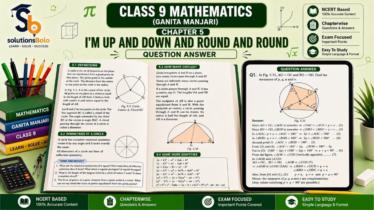 NCERT Solutions for Class 9 Maths Ganita Manjari Chapter 5 I’m Up and Down and Round and Round 2026–27 by Solution Bolo