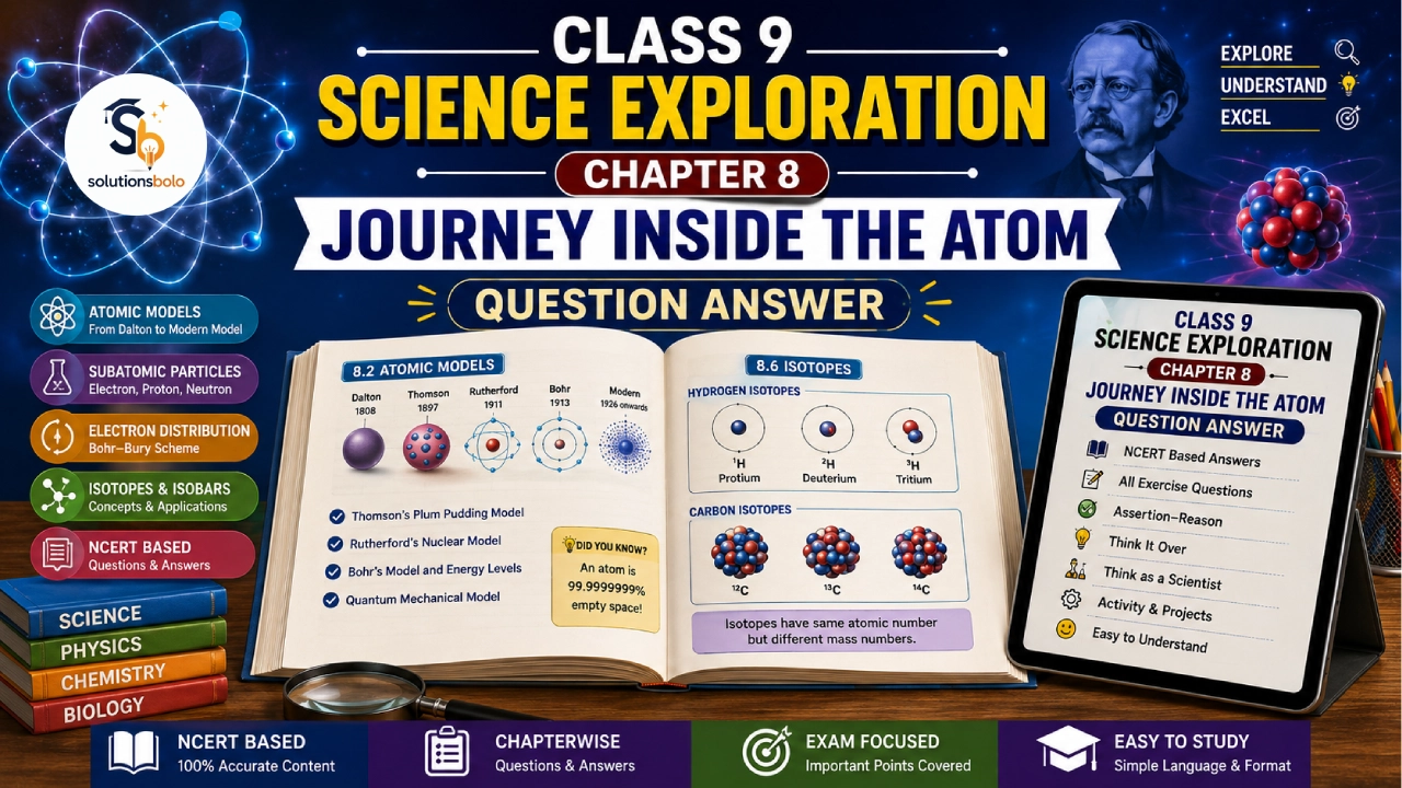 NCERT Solutions for Class 9 Science Exploration Chapter 8 Journey Inside the Atom Solutions Bolo 2026-27